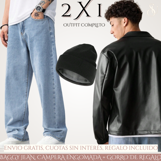 2 X 1 Jean Baggy / Campera engomada + GORRO DE REGALO